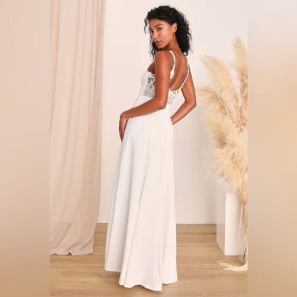 Lulus Forever a Fairytale White Lace Sleeveless Maxi Dress – Approx Size XL - Picture 1 of 9